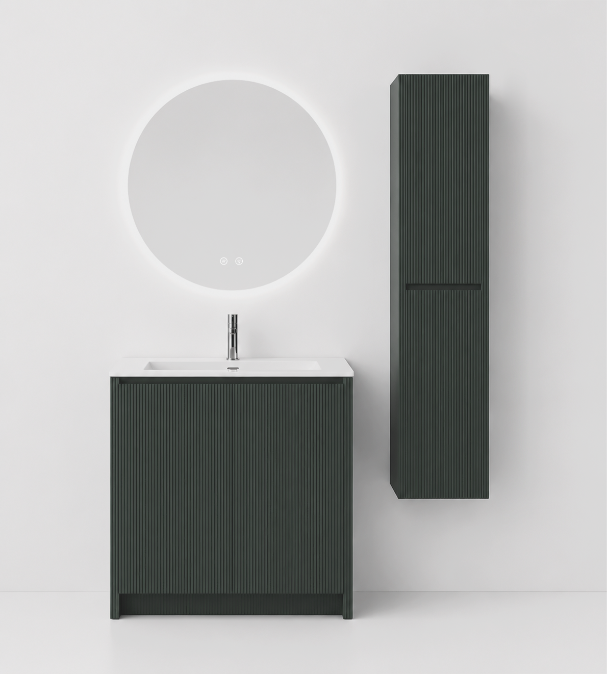 06-800mm/Green-Fluted Vanity Set