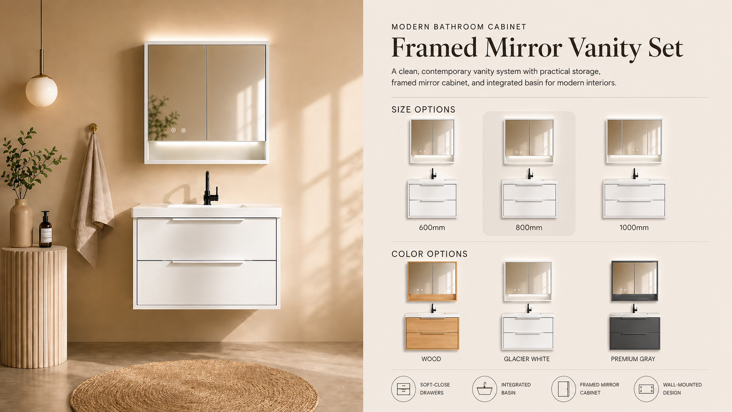 Framed Mirror Vanity Set
