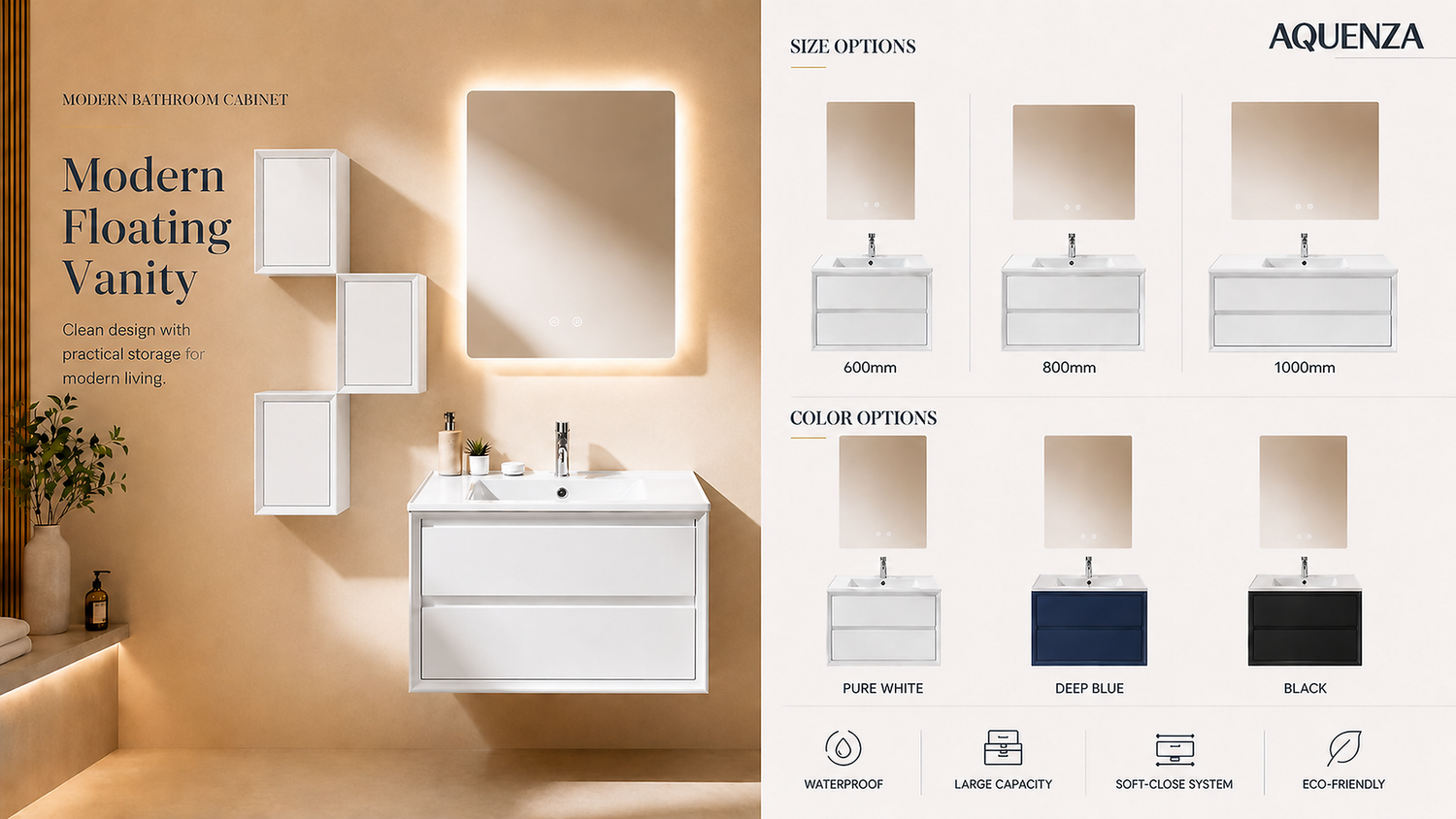 Modern Floating Vanity-Square Modular Cabinets