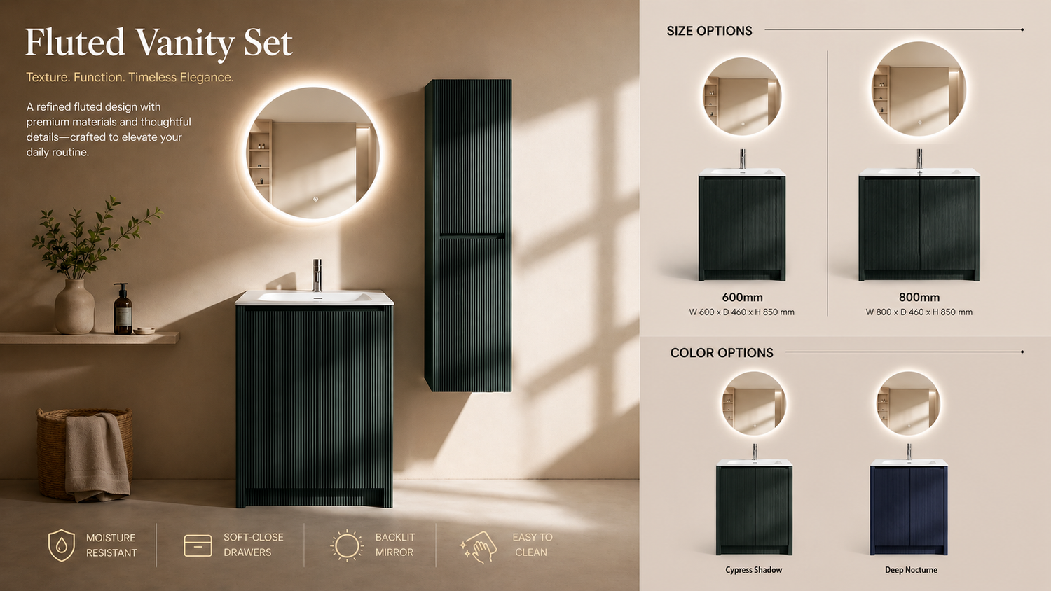 Fluted Vanity Set