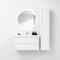 02-1000mm/Glacier White-Bathroom Vanity Set with Side Cabinet, Round LED Smart Mirror & Double Drawers，Ceramic Sink