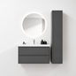 02-1000mm/Premium Gray-Bathroom Vanity Set with Side Cabinet, Round LED Smart Mirror & Double Drawers，Ceramic Sink