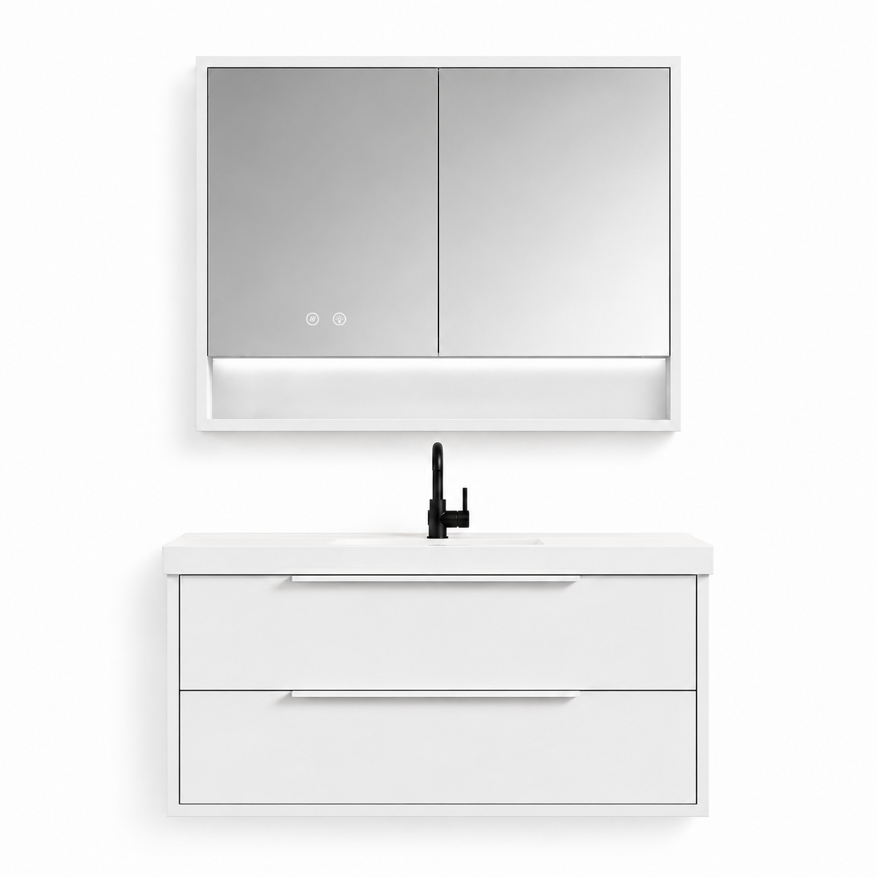 03-1000mm/Glacier White-Framed Mirror Vanity Set