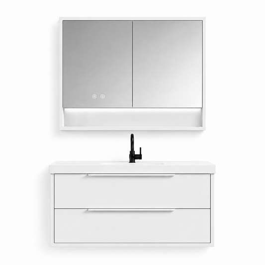 03-1000mm/Glacier White-Framed Mirror Vanity Set