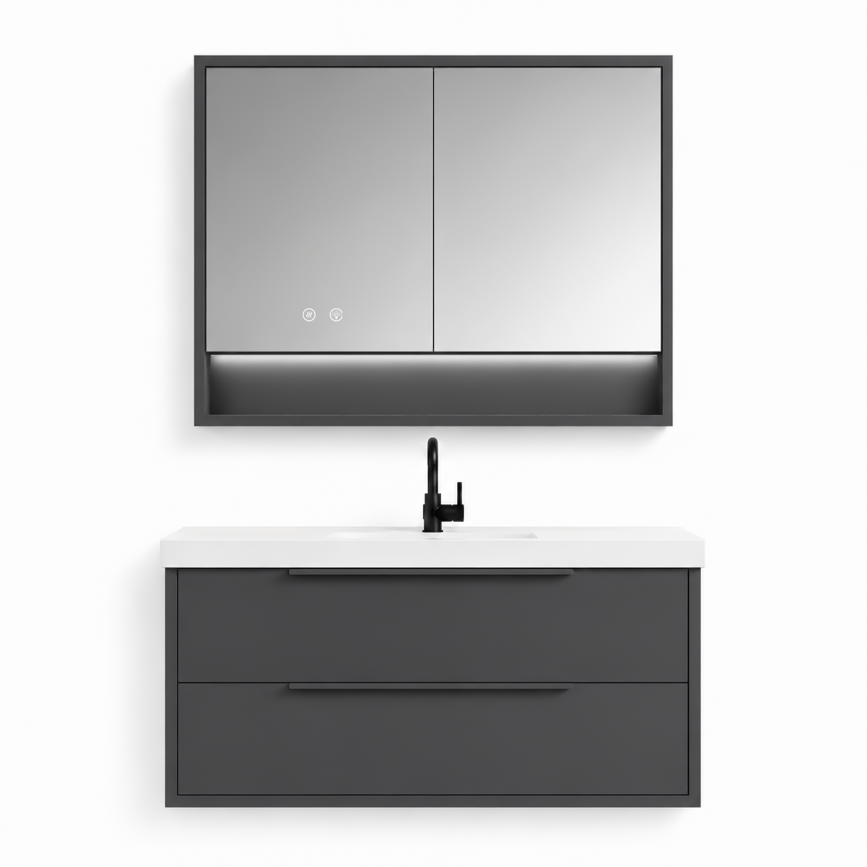 03-1000mm/Premium Gray-Framed Mirror Vanity Set