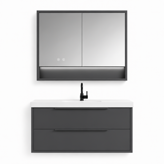 03-1000mm/Premium Gray-Framed Mirror Vanity Set