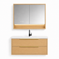 03-1000mm/Natural Wood Color-Framed Mirror Vanity Set
