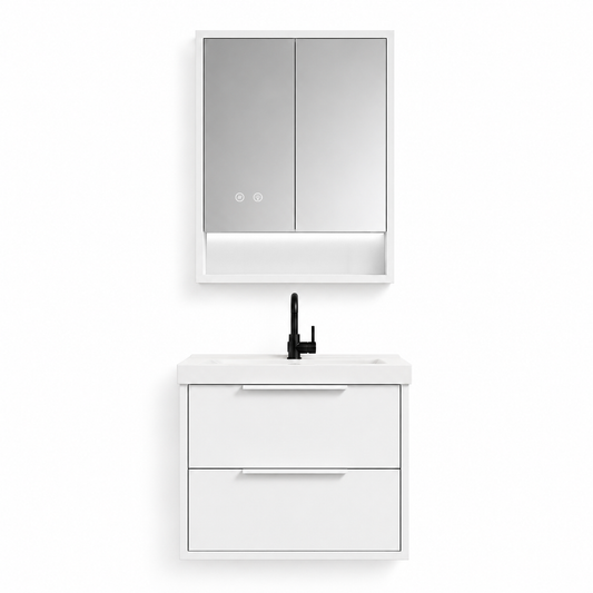 03-600mm/Glacier White-Framed Mirror Vanity Set