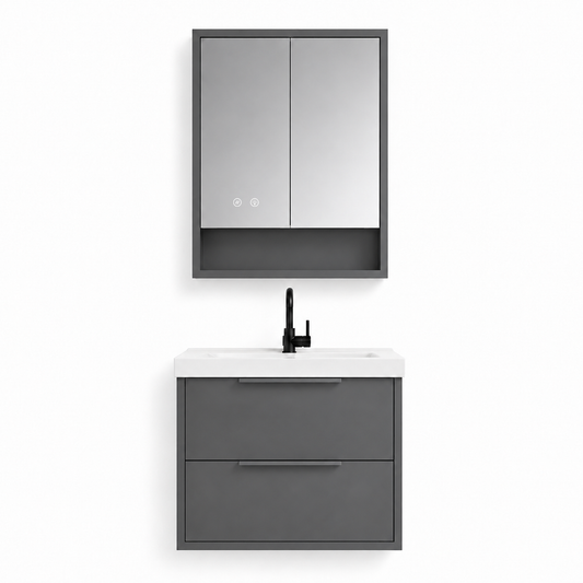 03-600mm/Premium Gray-Framed Mirror Vanity Set