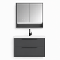 YH003-1000 Bathroom Vanity Set with LED Medicine Cabinet, 1000mm Premium Gray Vanity with Ceramic Sink & Double Drawers