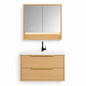 03-800mm/Natural Wood Color-Framed Mirror Vanity Set
