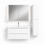 04-800mm/Glacier White-Bathroom Vanity Set with LED Light Column Mirror Cabinet, Tall Side Cabinet, Double Drawers, Ceramic Sink