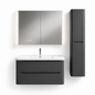 04-800mm/Premium Gray-Bathroom Vanity Set with LED Light Column Mirror Cabinet, Tall Side Cabinet, Double Drawers, Ceramic Sink