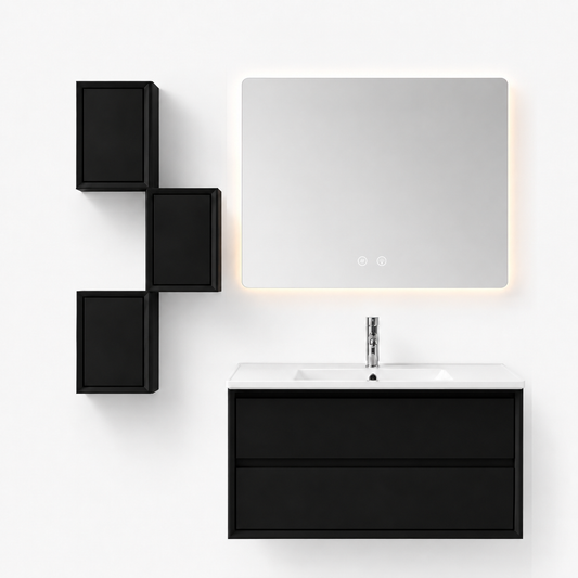 05-1000mm/Black-Modern Floating Vanity-Square Modular Cabinets