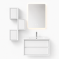 05-600mm/White-Modern Floating Vanity-Square Modular Cabinets