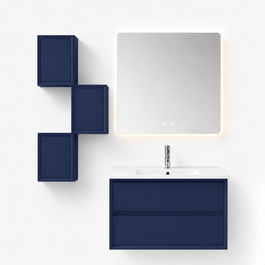 05-800mm/Blue-Modern Floating Vanity-Square Modular Cabinets