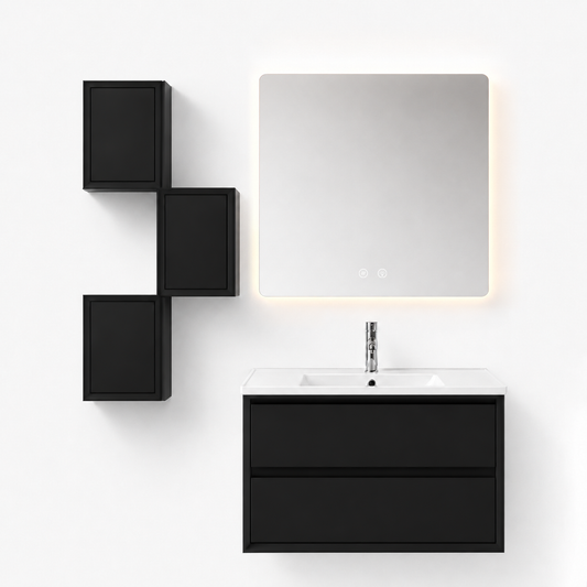 05-800mm/Black-Modern Floating Vanity-Square Modular Cabinets