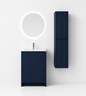 YH006-800 Bathroom Vanity Set with Round Smart Mirror & Side Cabinet, 800mm Deep Blue Vanity with B-Series Ceramic Sink