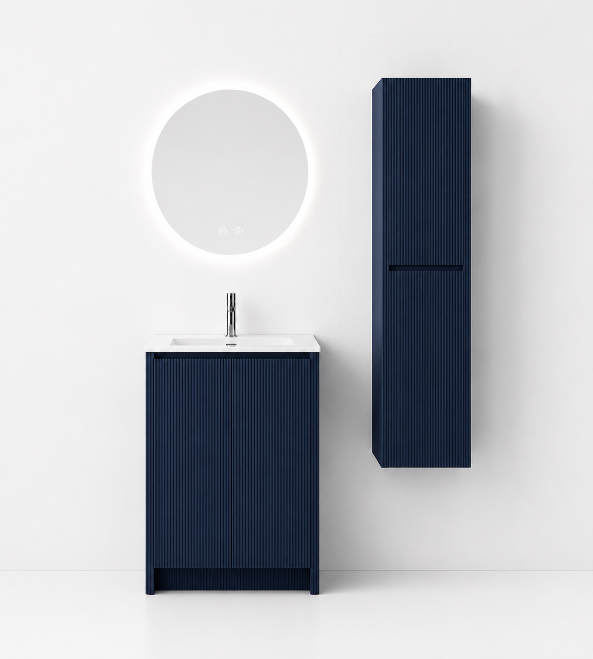 06-600mm/Blue-Fluted Vanity Set
