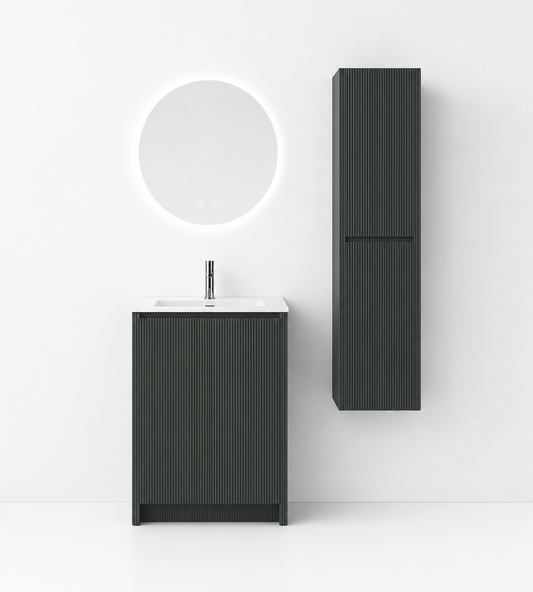 06-600mm/Green-Fluted Vanity Set